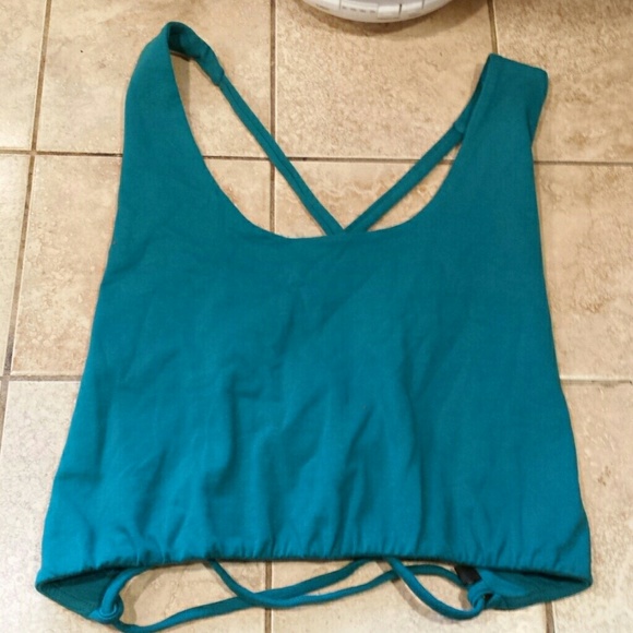 Teal lace up yoga festival top - Picture 4 of 4